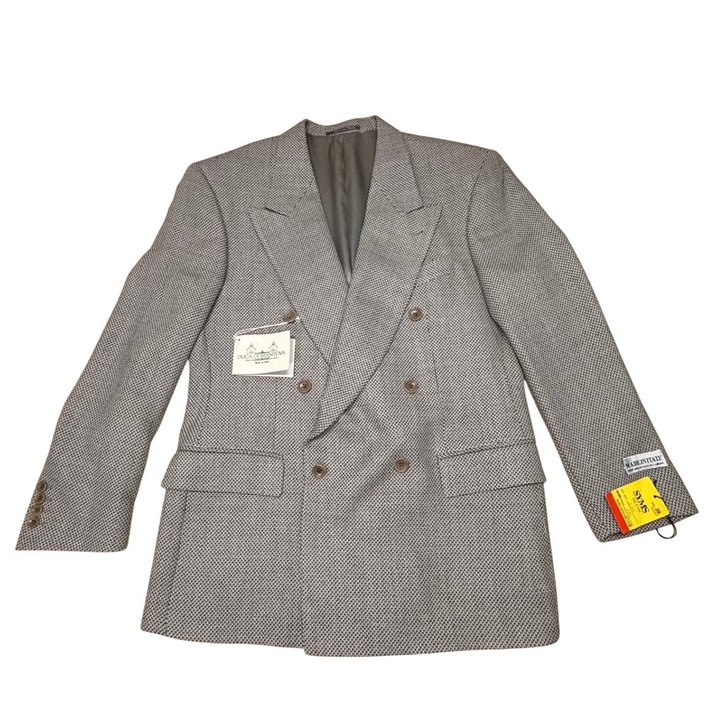 NWT Duca Di Mantova Lubiam Blazer 38S Men Double Breasted Virgin Wool Italy VTG